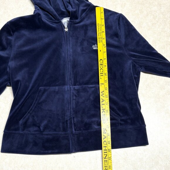 Juciy Couture Y2K Woman’s Velour Cropped Hoodie Regal Blue Size Medium - Picture 7 of 9